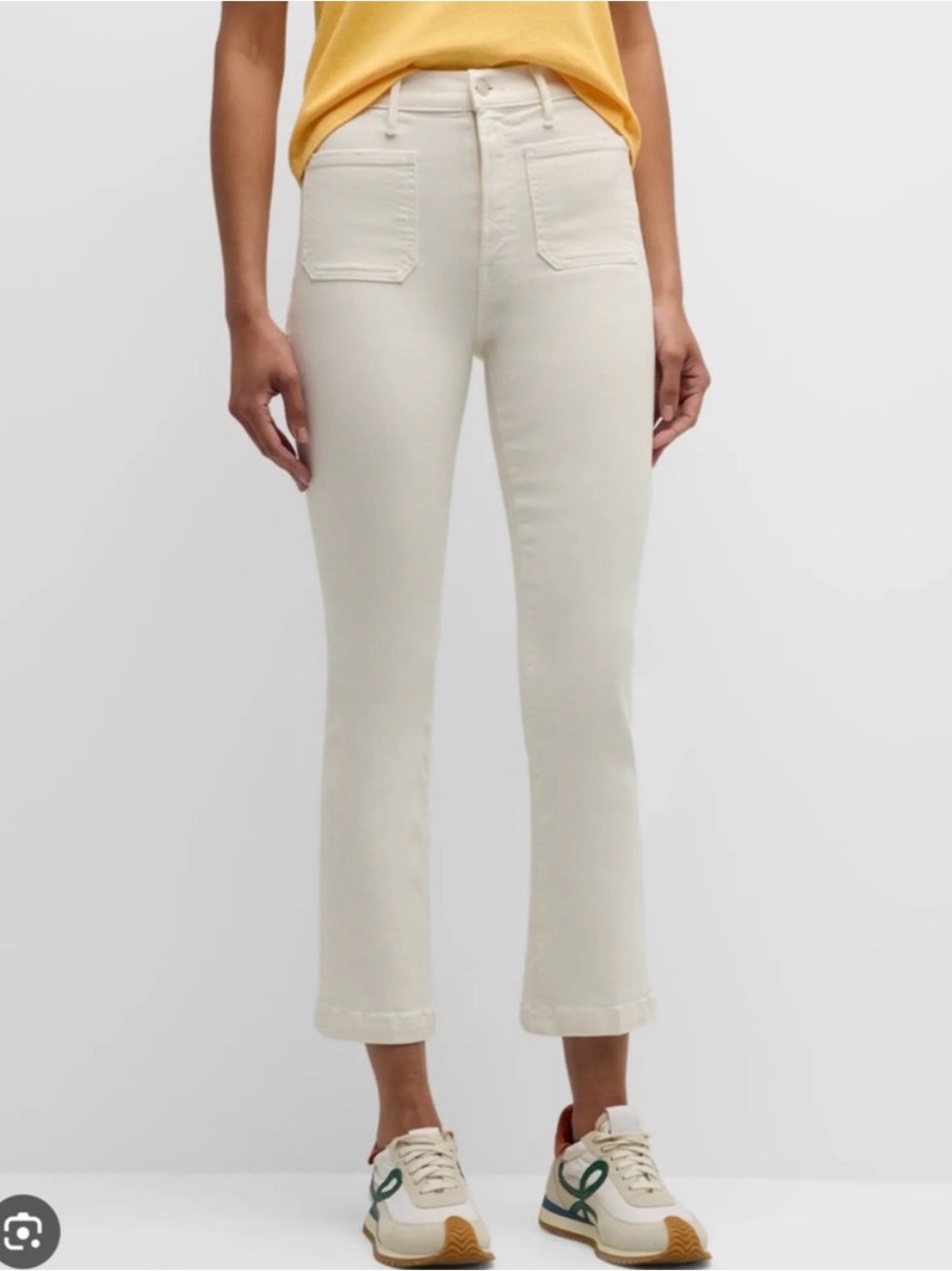 MOTHER The Hustler Patch Pocket Flood Jeans Cream Puff Size 26